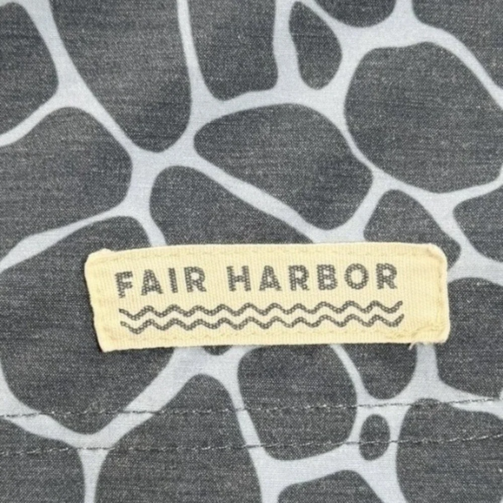 Fair Harbor Board Shorts Men's 33 Gray Blue Mosaic‎ Swim Trunks Stretch Lined